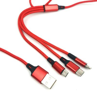 China MP3/MP4 Player 3 in 1 Multi USB Charger Cable Nylon Braided Phone 2.4A USB Charging Cable for sale