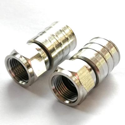 China Brass RF F Type Male Plug Crimp RF Coaxial Connector For RG11 Cable for sale