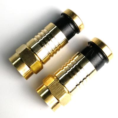 China Hot Selling RF Gold 24K Compression F Connector RG6 Coaxial Cable Connector for sale