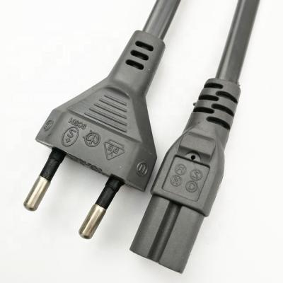 China 2 Pin Europe Plug Prong Industrial IEC C7 AC Power Cord Cable for sale