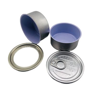 China Recyclable 65mm * 30mm Tinplate Can 3.5g Easy Open Top Tin Can With Clear Peel Lid for sale