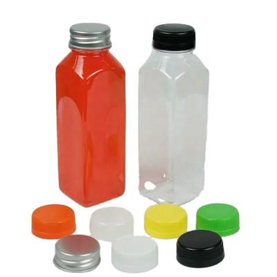 China Liquid Storage With Heavy Duty Caps 8oz 250ml Square Juice Packaging Bottle Disposable Plastic Milk Tea Plastic Bottle for sale