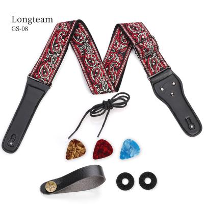 China Guitar Strap GUITAR Embroidered Style Electric and Acoustic Guitar Low Belt Strap Package with Strap Lockers for sale