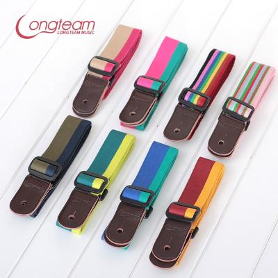 China Wholesale high quality soft ukulele strap GUITAR cotton strap belt for ukulele with leather end for sale