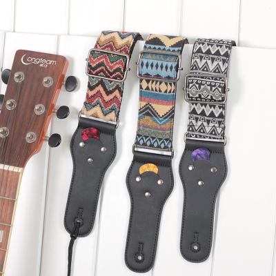 China Ethnic Bass Acoustic Guitar Longteam Brand Style Strap Embroidery Style Guitar Straps Electric Guitar Bass Guitar Straps for sale