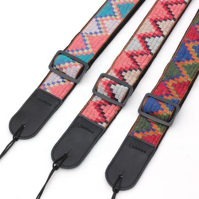 China GUITAR Bohemia Style Guitar Strap Guitar Embroidery Style Leather Straps Acoustic Wood Bass and Electric Guitar Strap for sale