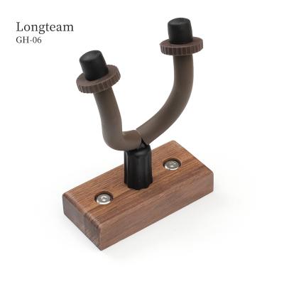 China GUITAR Easy Installation Walnut Acoustic Guitar Hanger Wooden Ukulele and Violin Wall Hook Electric Guitar Hanger for sale