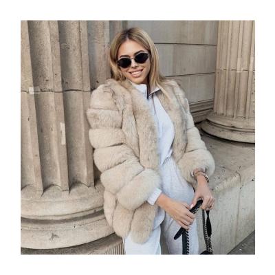 China New Anti-wrinkle Jancoco Outerwear Thick Warm Bubble Fox Fur Coat Women Real Long for sale