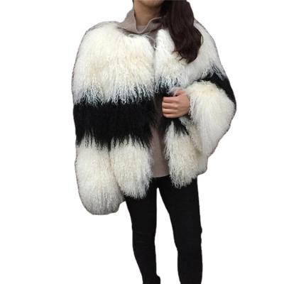 China Good Quality Women's Natural 100% Fur Coat Crop Coat Anti-Shrink Winter Lamb Mongolian Thick Warm Fur Jackets for sale