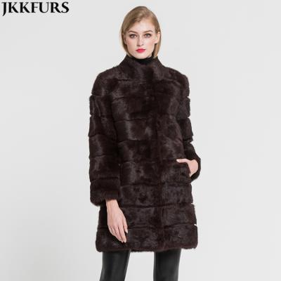 China China Rabbit FurJacket Women Winter Thick Knitted Warm Overcoat Breathable Wholesale Real Rabbit Fur Coat for sale