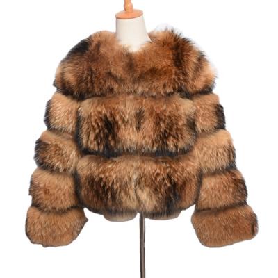 China Hot Design Women Fashion Real Anti-wrinkle Winter Overcoat Raccoon Fur Coat Jacket for sale