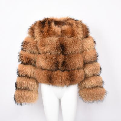 China Real raccoon fur coat 2021 new arrival luxury warm thick anti-shrink winter coat for women for sale