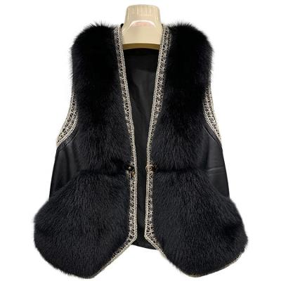 China Real Fashionable Fashionable Real Fur Vest Fluffy Thick Fox Fur Vest Sleeveless Elegant Women for sale