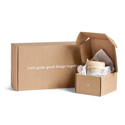 China Materials Full Logo Eco Friendly Folding Corrugated Kraft Paper Pape Shipping Mailer Candle Small Recycled Custom Shipping Paper Box From China for sale