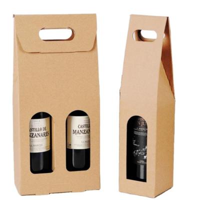 China Recycled Materials Red Wine Glass Bottle 2/3/6 Pack Full Bottle Kraft Paperboard Wine Corrugated Paper Box Custom Eco Friendly Shipping for sale