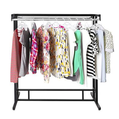 Китай Store Style Stainless Steel Stable Double Rod Metal Cloth Stand Display Clothes / Floor Garment Display Rack продается