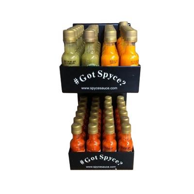 China New Arrived Shelf Solids Customized 48 Spice Sauce Bottles Show Rack Syrup Bottle Counter Organizer 2 Layer Metal Display Tray en venta