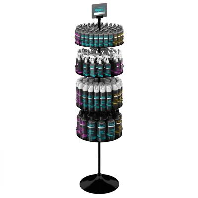 Κίνα Floor Spinner Rotating Heavy Duty Display Stand With 4 Round Metal Trays With 5-Leg Caster Base For Retail Store προς πώληση