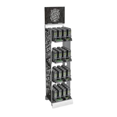 Chine Durable 4 Layer Shelves Can Hold 64 Cans 4 Layer Metal Shelves 64 Drink Cans Dispenser Display Rack For Supermarket à vendre