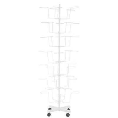 中国 Retail Shops Custom 7 Tier Metal Floor Covers Rotating Rack Hat Rack Adjustable Iron Hanger Display Storage Rack Head-wear 35 Hat Rack 販売のため