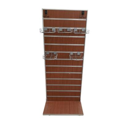 China Aluminum frame and slatwall wood slatwall accessory display stand for retail store hat display rack gondola display wood en venta