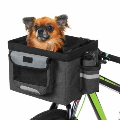 China Bike Folding Basket Pet Cat Dog Carrier Front Removable Bicycle Handlebar Durable Basket Quick Release Easy Install Recycling Detachable for sale