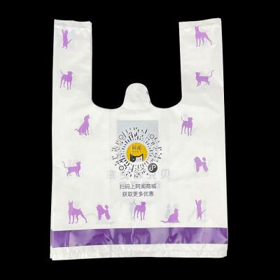 China Factory Customized Recyclable Biodegradable Shopping Plastic Bag Vest OEM Logo Supermarket T-shirt Bag Eco-friendly Plastic Shopping Bag for sale