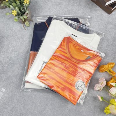 China MOQ100pcs Recyclable Environmental Friendly Compostable Transparent Zipper Plastic Packaging Resealable Clothes Packaging Bag for sale