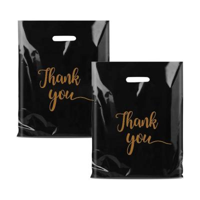 China 12 X 15 Commodity Bag Black Recyclable Plastic Thank You Retail Shopping Bag Gift Bags With LOGO for sale