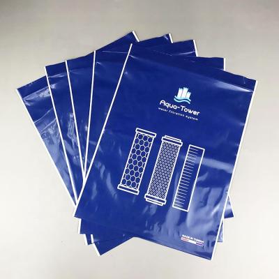 China Factory Cheap Custom Printed Logo Recyclable Frosted Resealable Environmentally Friendly Plastic Blue Packaging Garment Bag for sale