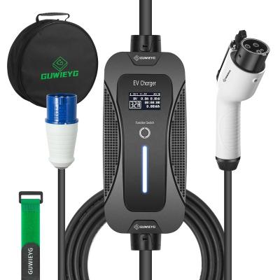 China Portable EV Car Charger Type 1 J1772 Level 2 32A 1 Phase 7.2KW EVSE Adjustable Current Electric Vehicle Charger for Home 5Meters ZL TYPE1 CEE 32A 1P Black for sale