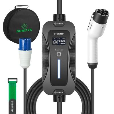 China GUWIEYG GBT EV Charger  EV Charger Cable 7.2KW 32A Adjustable EU Schuko Plug for Electric Vehicle Charging ZL GBT CEE 32A 1P BLACK for sale