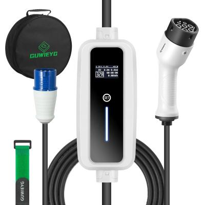 China GUWIEYG Type2  EV Charger 32A 7.2KW With CEE Blue Power Plug 5m Cable for Type2 EV Charger ZL TYPE2 CEE 32A 1P WHITE for sale