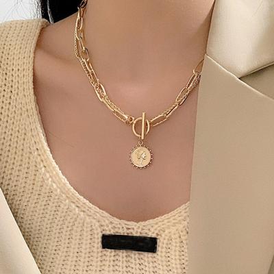 China Other Jewelry 2021 Gold Cut Portrait Coin Necklace Choker Necklace Chains Fashionable Silver Color Punk Pendant for sale