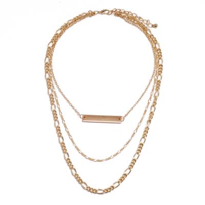 China Trendy Simple Design Fashion Gold Alloy Layered Necklace For Girls Jewelry 2020 Wholesale for sale