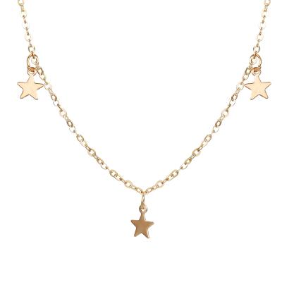 China Yiwu Factory FASHIONABLE Gold Plated Tiny Star Signs 3 Chains Thin Necklace For Girls for sale