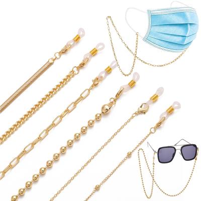 China FASHIONABLE Long Beads Facemask Necklace Gold Sunglasses Lanyard Chain Necklace Straps For Women Girl for sale