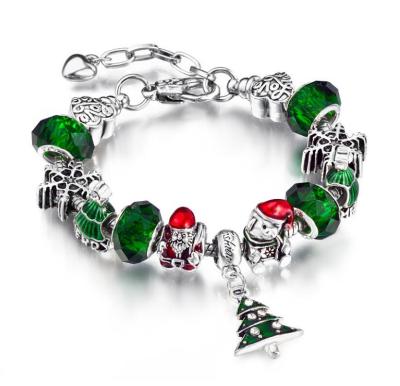 China FASHIONABLE Adjustable Charm Silver Plated Crystal Christmas Beads Chain Bracelet For Women for sale