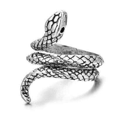 China Other Vintage Trendy Antique Silver Plated Snake Shape Rings Multiple Designs Craft Punk Jewelry Rings for sale