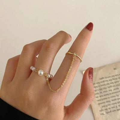 China Other Fashion Baroque Pearl 2 Pcs Set Rings For Girls Trendy Gold Rings For Women 2021 Gift for sale