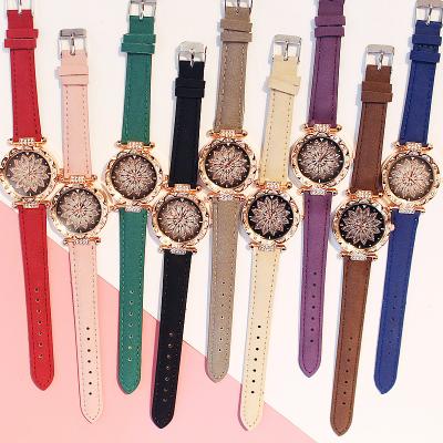 China FASHIONABLE Hot Selling Woman Watch Set Luxury Women Casual Leather Watches Starry Sky Crystal Bracelet Jewelry Set for sale