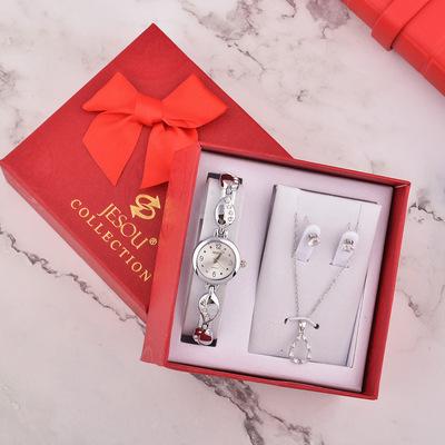 China Antimagnetic Statistical Institute Watch Necklace Earring Set Antimagnetic Birthday Gift For Girls Korean Style Trend Ladies Simple Gift Set for sale