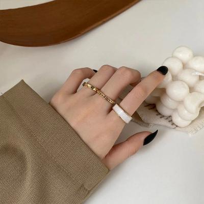 China FASHIONABLE Gothic White Metal Enamel 3pcs/set Ring Sets Geometric Twist Open Adjustable Rings Sets For Girl Jewelry Gifts for sale