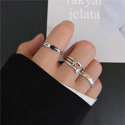 China 2021 Other Stone Men's Ring Set For Lover Women Opening Ring Set Star Moon Black Butterfly Adjustable Wholesale for sale