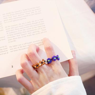 China 2021 FASHIONABLE New Candy Color Bohemian Resin Beads Elastic Stretch Rings Finger Rings For Women for sale