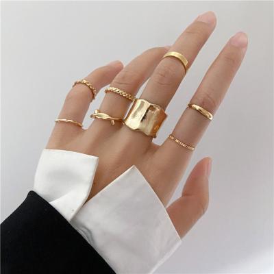 China Other 2021 Exquisite Gold Cross Wide Rings Set Single Finger Chain Tail Rings Jewelry Gifts For Mothers Day for sale