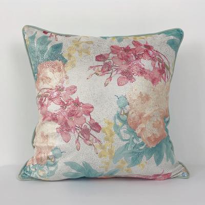 China Chic Fancy Wearable Cushion Design Living Room Sofa Cushion Cover Flower Foil Print Cushion Cover for sale