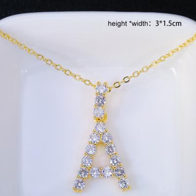 China Fashion Jewelry Gold Silver Zircon 26 Initial Letters Pendant Necklace Punk Crystal Alphabet A-Z Necklace Lead Free Nickel Free for sale