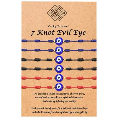 China Hot Selling Romantic Evil Eyes Evil Eyes Rope Knot Blue Eye Bracelet Handmade Braided Friendship String Blue Red Black Bracelet Adjustable For Couples for sale