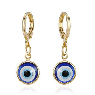 China Real Gold 2021 New Arrival Lead Free Nickel Plated Bright Evils Turkey Eye Drops For Earrings Turkish Blue Evils Eyes Dangle Earrings For Women for sale